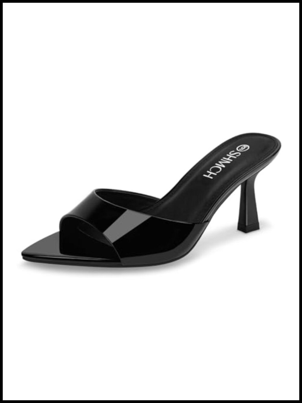 Women's Pointed Toe Mule Sandal Heels, Open Toe Kitten Heels Slip On